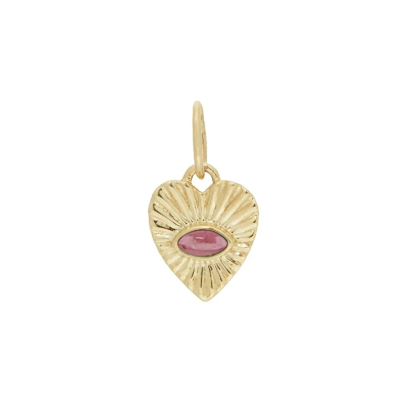 Necklaces and pendants with ocean-inspired designs for a refreshing, beachy feel-10K Gold Mini Textured Heart Pendant with Pink Tourmaline