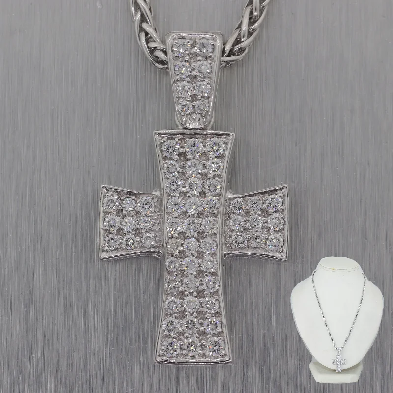 Best necklaces and pendants with art deco elements for a vintage, glamorous design-Modern Platinum 2ctw Diamond Cross Pendant 17" Necklace