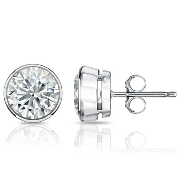 Tarnish Resistant Stud Earrings for Longevity -Auriya 4.70ctw Round Diamond Stud Earrings Bezel-set Platinum - GIA Certified