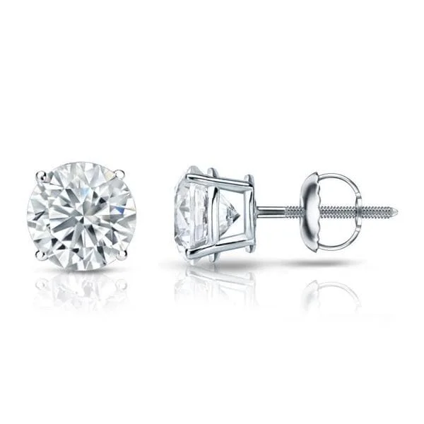 Ethnic Stud Earrings with Tribal Design -Auriya Platinum Certified 4 1/2 carat TDW Round Diamond Stud Earrings