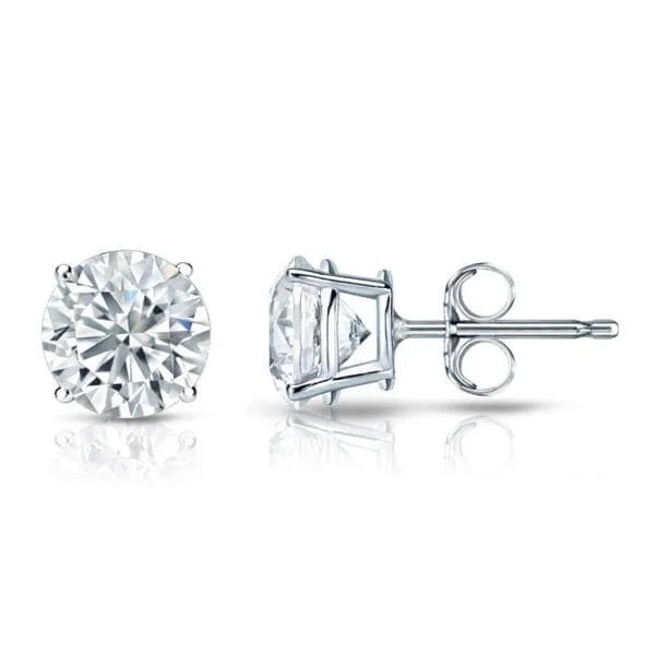 Stud Earrings for Prom Night -Auriya Platinum GIA Certified 4.20 carat TDW Round Diamond Stud Earrings