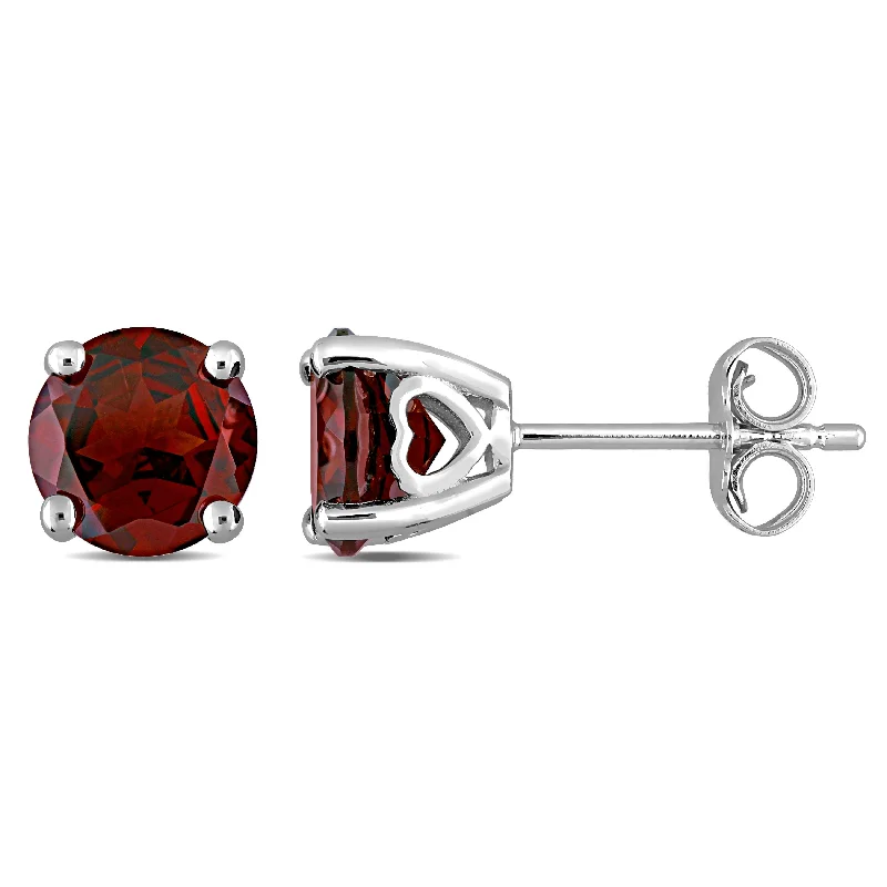 Hypoallergenic Stud Earrings for Sensitive -Mimi & Max 3 1/5ct TGW Garnet Solitaire Stud Earrings in Sterling Silver