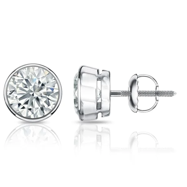 Small Stud Earrings for Delicate -Auriya 4.70ctw Round Diamond Stud Earrings Bezel-set Platinum - GIA Certified