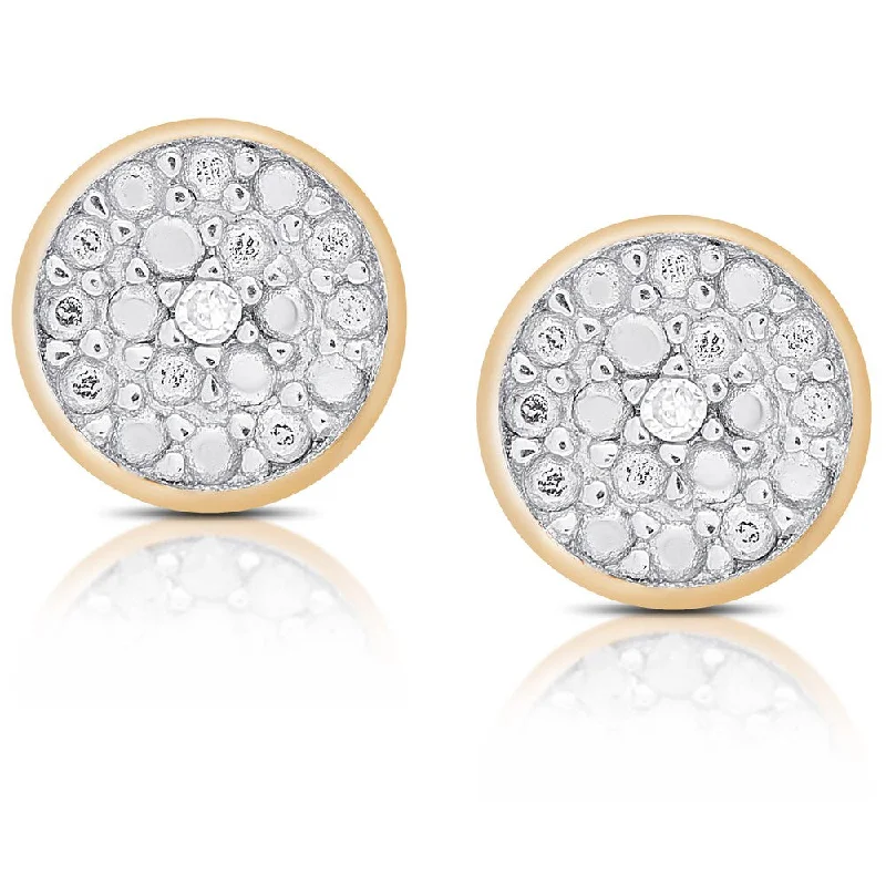 Bohemian Stud Earrings with Tassels -Finesque Sterling Silver or Gold Over Silver Diamond Accent Circle Stud Earrings