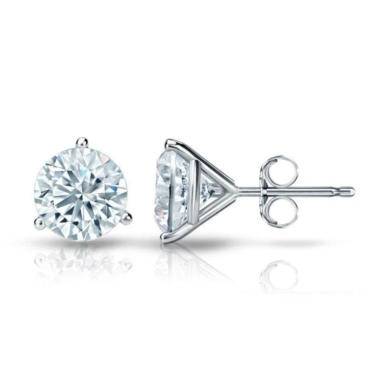 Contemporary Stud Earrings for Fashion -Auriya Platinum GIA Certified 4.20 ct. TDW 3-Prong Martini Round Diamond Stud Earrings