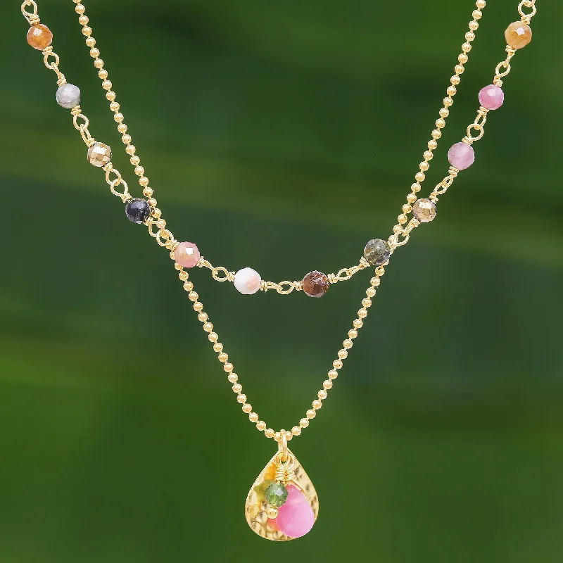 Best necklaces and pendants with minimalist pendants for a sleek, understated look-Color of Nature Gold Plated Tourmaline and Hematite Necklace