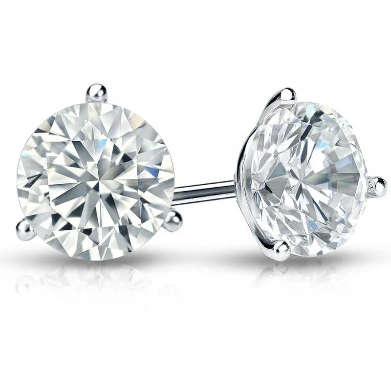 Stud Earrings with Textured Surface -14kt white gold diamond martini stud earrings containing 1.00 cts tw