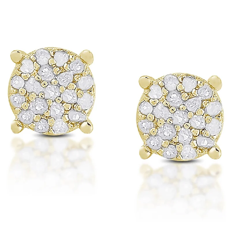 Gold Stud Earrings for Women -Finesque Sterling Silver Diamond Accent Stud Earrings