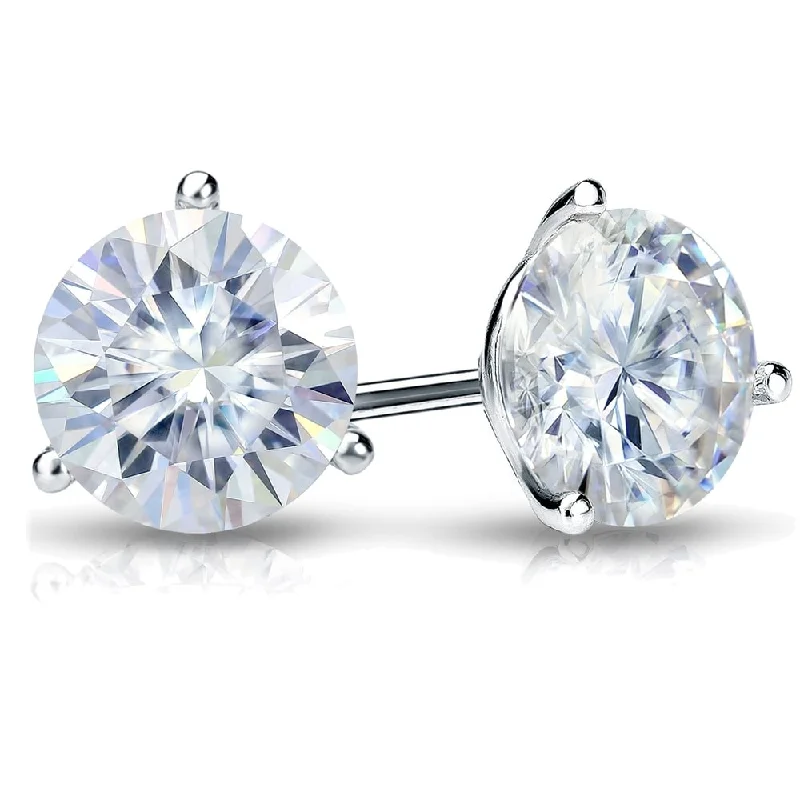 Punk Stud Earrings with Spikes -Auriya Platinum 4ctw Round Moissanite Stud Earrings Martini-set