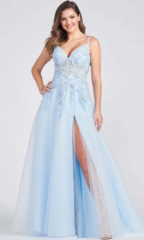 Plus size dresses with bold cuts make statements -Ellie Wilde EW122057 - V-Neck Corset Prom Dress