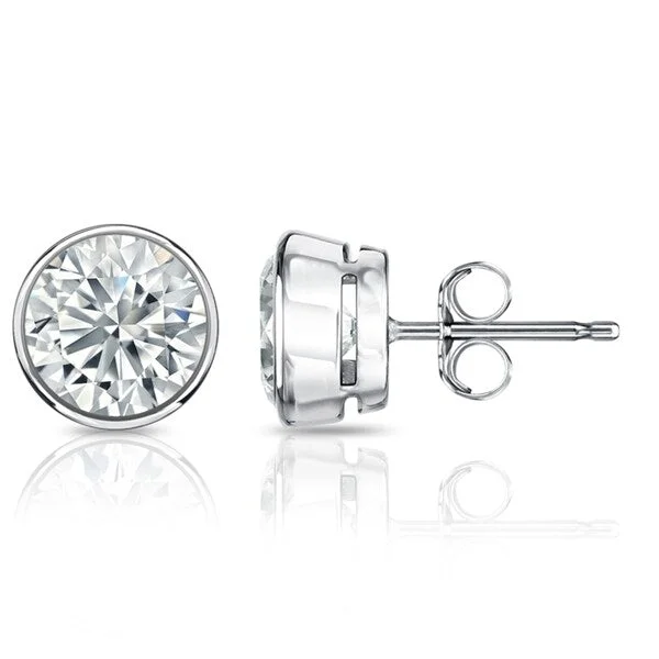 Stud Earrings with Rhinestones -Auriya 4.70ctw Round Diamond Stud Earrings Bezel-set Platinum - GIA Certified