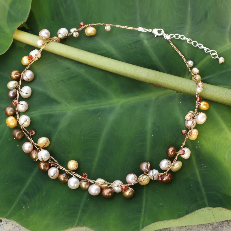 Beautiful necklaces and pendants with geometric shapes for a modern, artistic design-River of Gold Pearl Strand Necklace