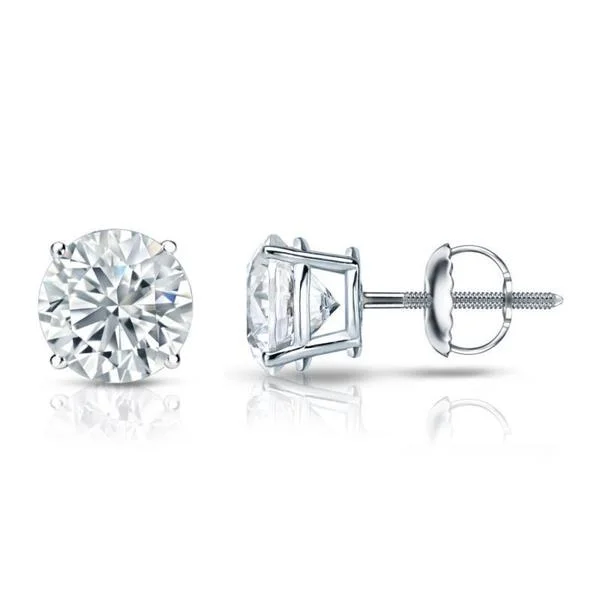 Stud Earrings for Wellness Routine -Auriya Platinum GIA Certified 3.50-Carat TDW Round Diamond Stud Earrings