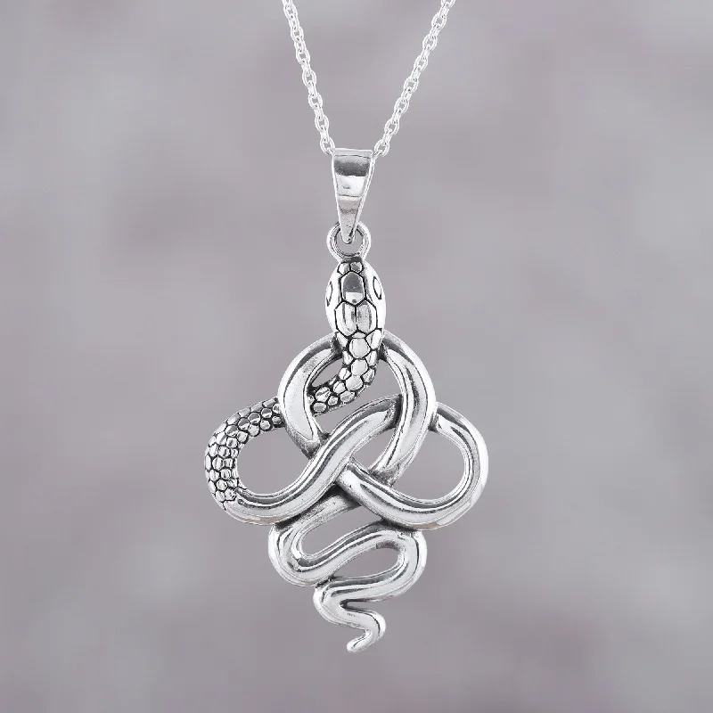 Beautiful necklaces and pendants with tree branch motifs for a nature-inspired design-Sensational Serpent Handcrafted Sterling Silver Snake Pendant Necklace