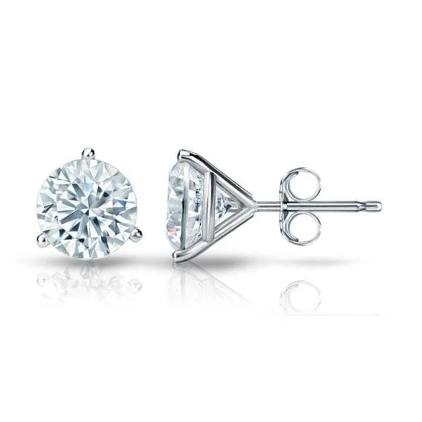 Diamond Stud Earrings for Luxury -Auriya Platinum GIA Certified 3.50 ct. TDW 3-Prong Martini Round Diamond Stud Earrings