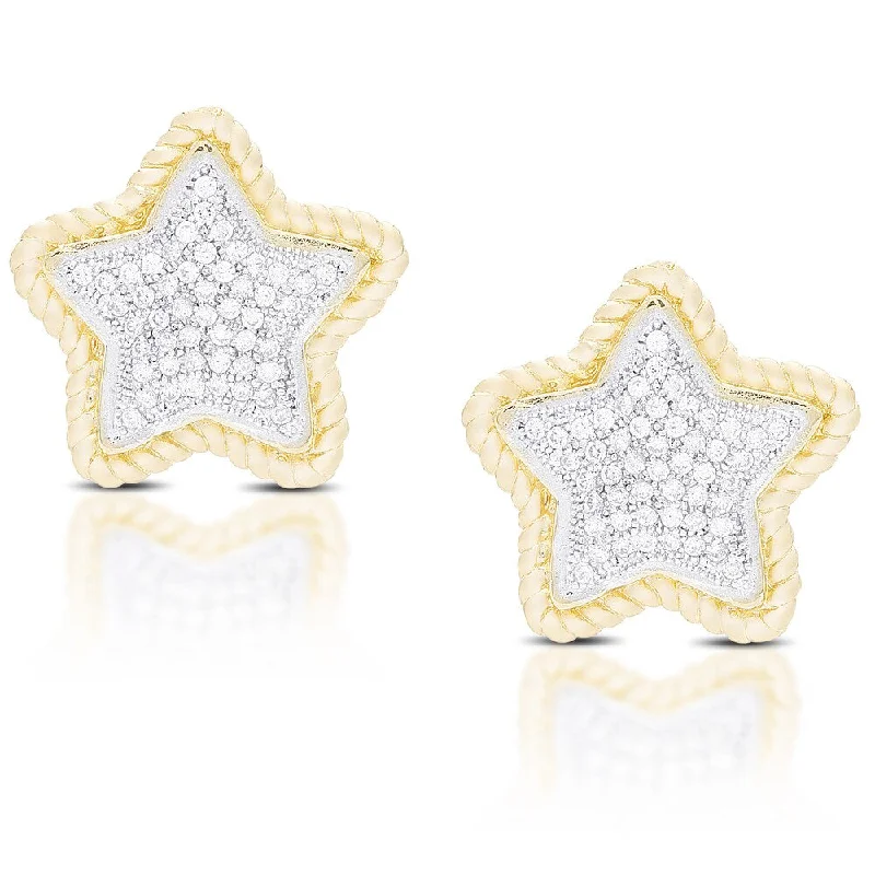 Animal Print Stud Earrings for Fun -Samantha Stone Gold Over Sterling Silver Cubic Zirconia Star Stud Earrings