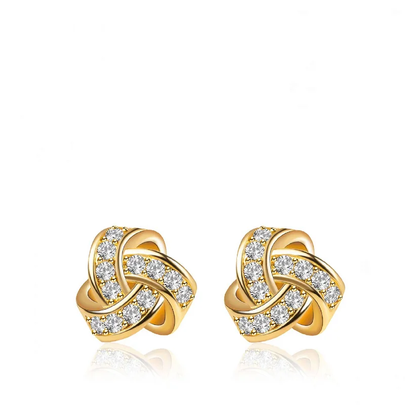 Lead Free Stud Earrings for Health -18k Gold Embellished Knot Stud Earrings