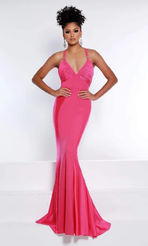 Stylish plus size dresses with stretch fabric flatter all -Johnathan Kayne - 2438 Sleeveless Razor Back Gown