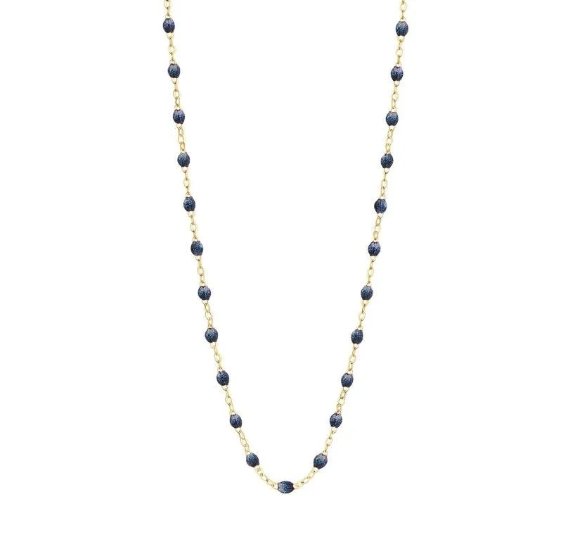 Stunning necklaces and pendants with amethyst gemstones for a calming effect-18K Gold Midnight Blue Resin Beaded "Classic" Necklace