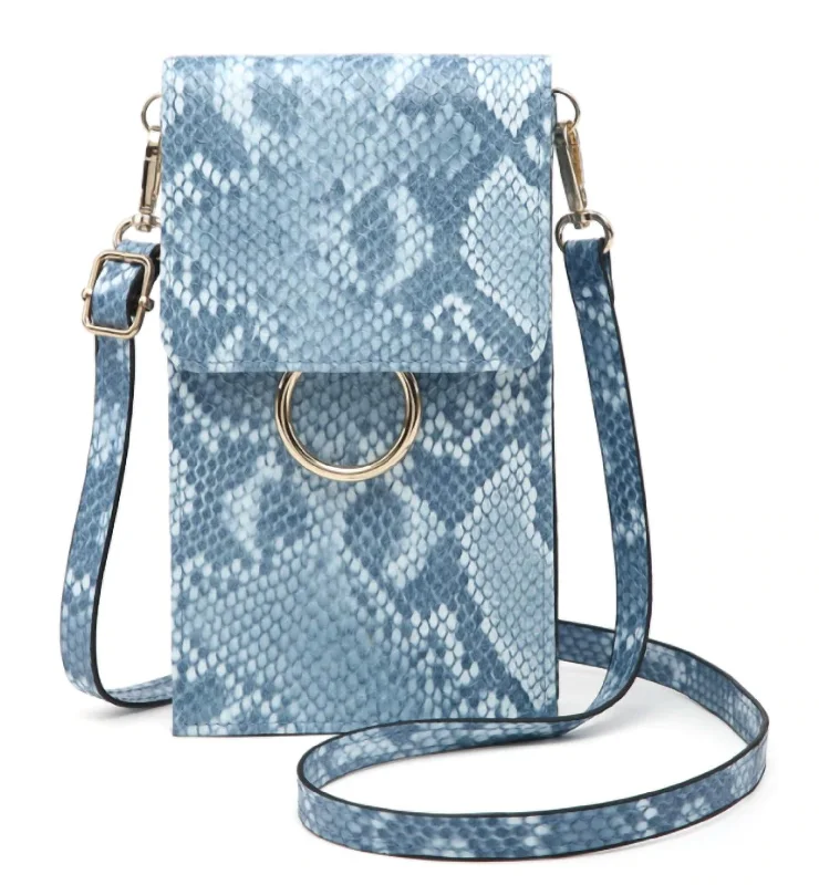 Handle bags with bright accents for pop -Trendy handle bags with animal-inspired textures -Ayla Cell Phone Bag In Python Ink