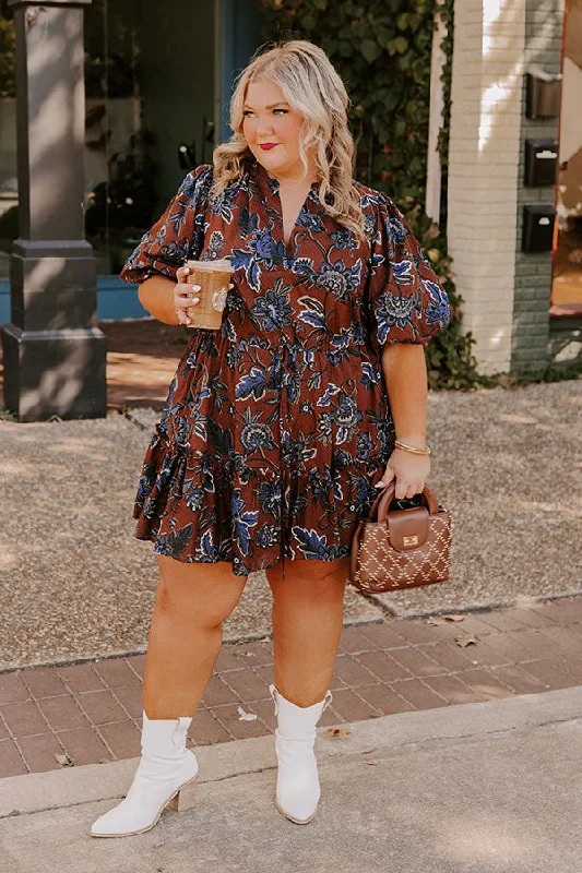 Plus size dresses with unique cuts stand apart -Autumn Aura Floral Mini Dress Curves