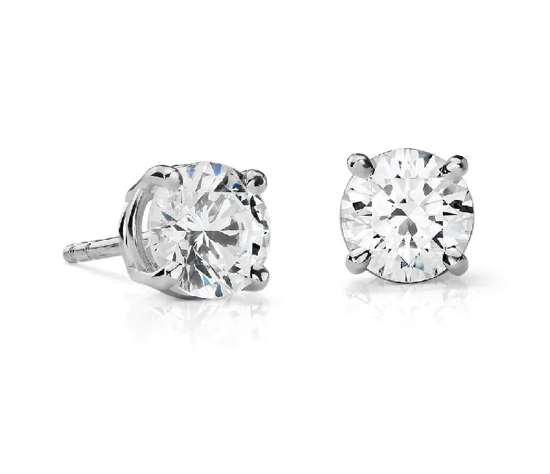 Push Back Stud Earrings for Convenience -Suzy Levian 14K White Gold Classic Four-Prong 1/2cttw Diamond Stud Earrings