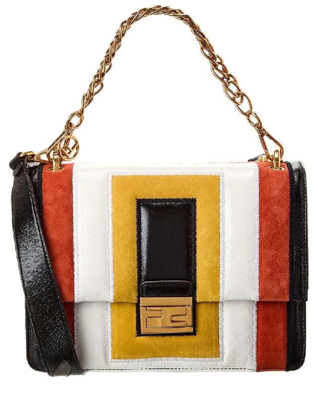 Handle bags with bohemian tassel embellishments -Handle bags with crossbody straps for convenience -FENDI Kan U Leather & Suede Shoulder Bag (Authentic Pre-Owned)