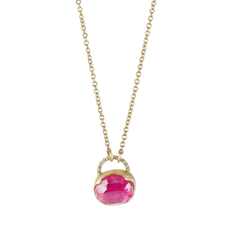 Best necklaces and pendants with matching earrings for a coordinated, elegant look-22 & 18K Bezel-Set Faceted Ruby "Purse" Necklace with Pave Diamonds