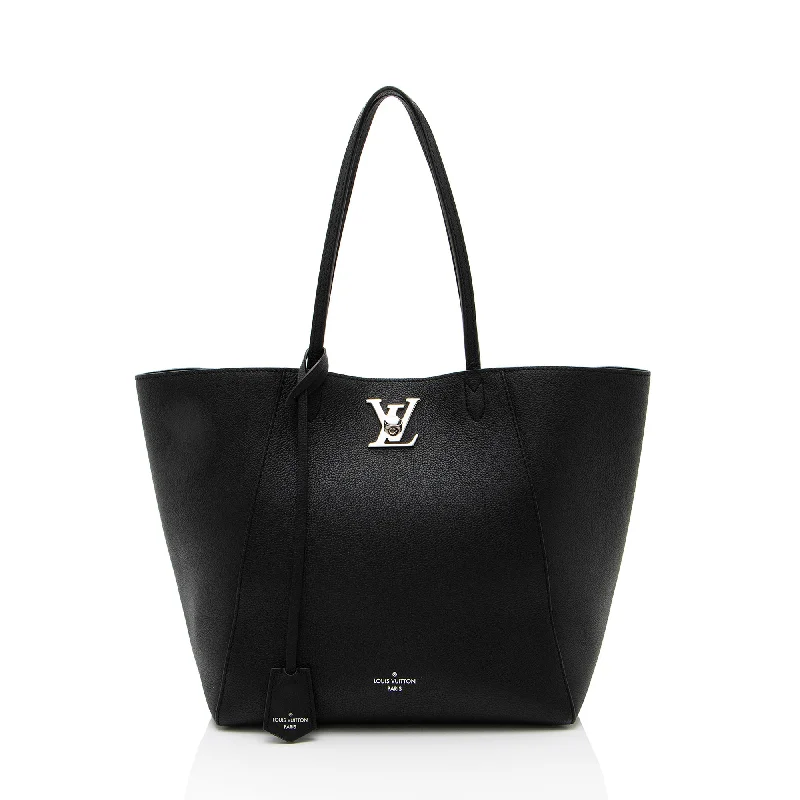 Handle bags with vibrant colors for boldness -Stylish handle bags for professional women -Louis Vuitton Calfskin Lockme Cabas Tote