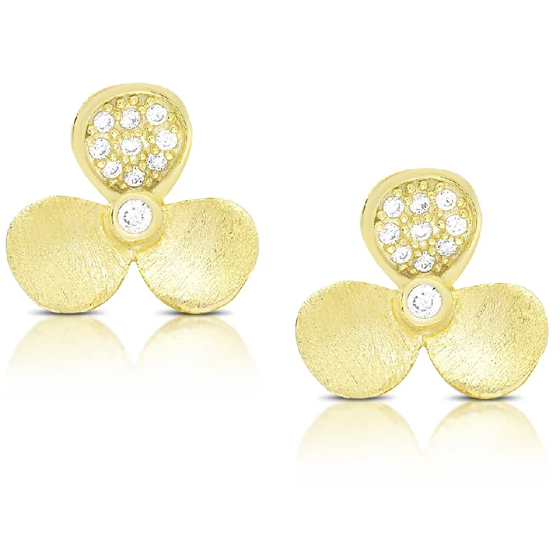 Stud Earrings for Evening Gown -Samantha Stone Gold Over Sterling Silver Cubic Zirconia Flower Stud Earrings