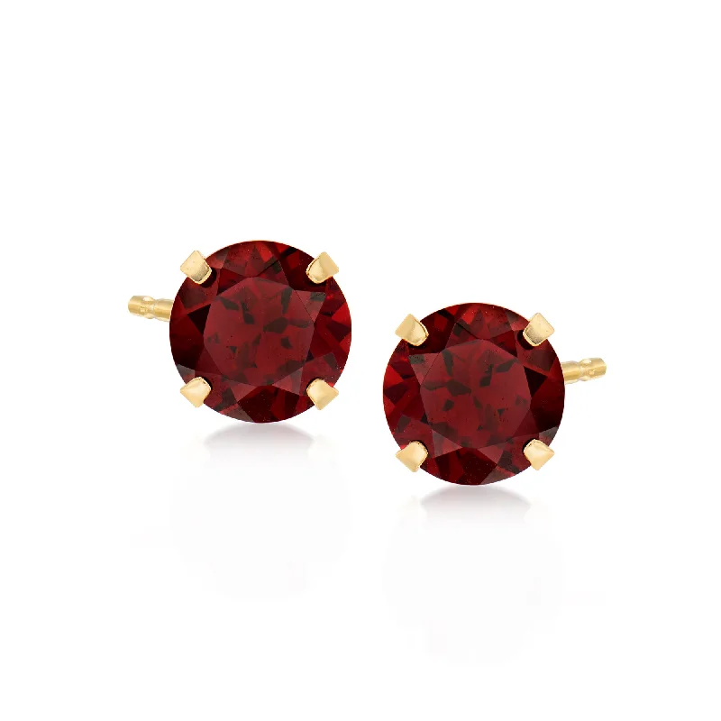 Floral Stud Earrings with Petals -Ross-Simons Garnet Martini Stud Earrings in 14kt Yellow Gold