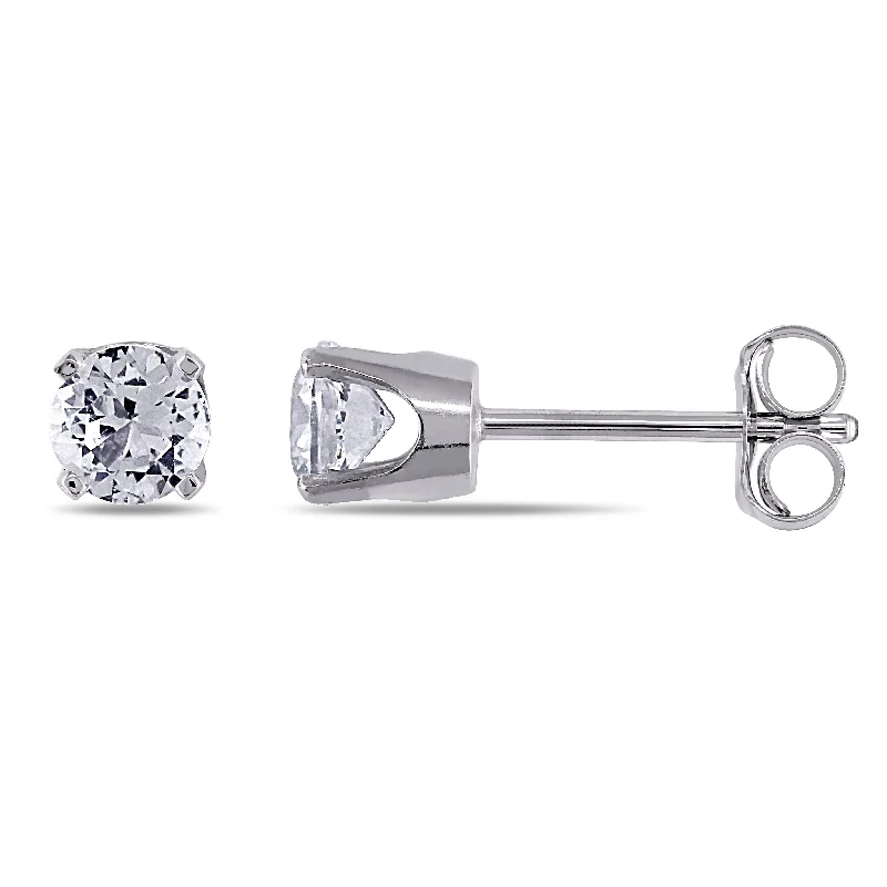 Stud Earrings for Office Wear -Mimi & Max Created White Sapphire Stud Earrings in 10k White Gold