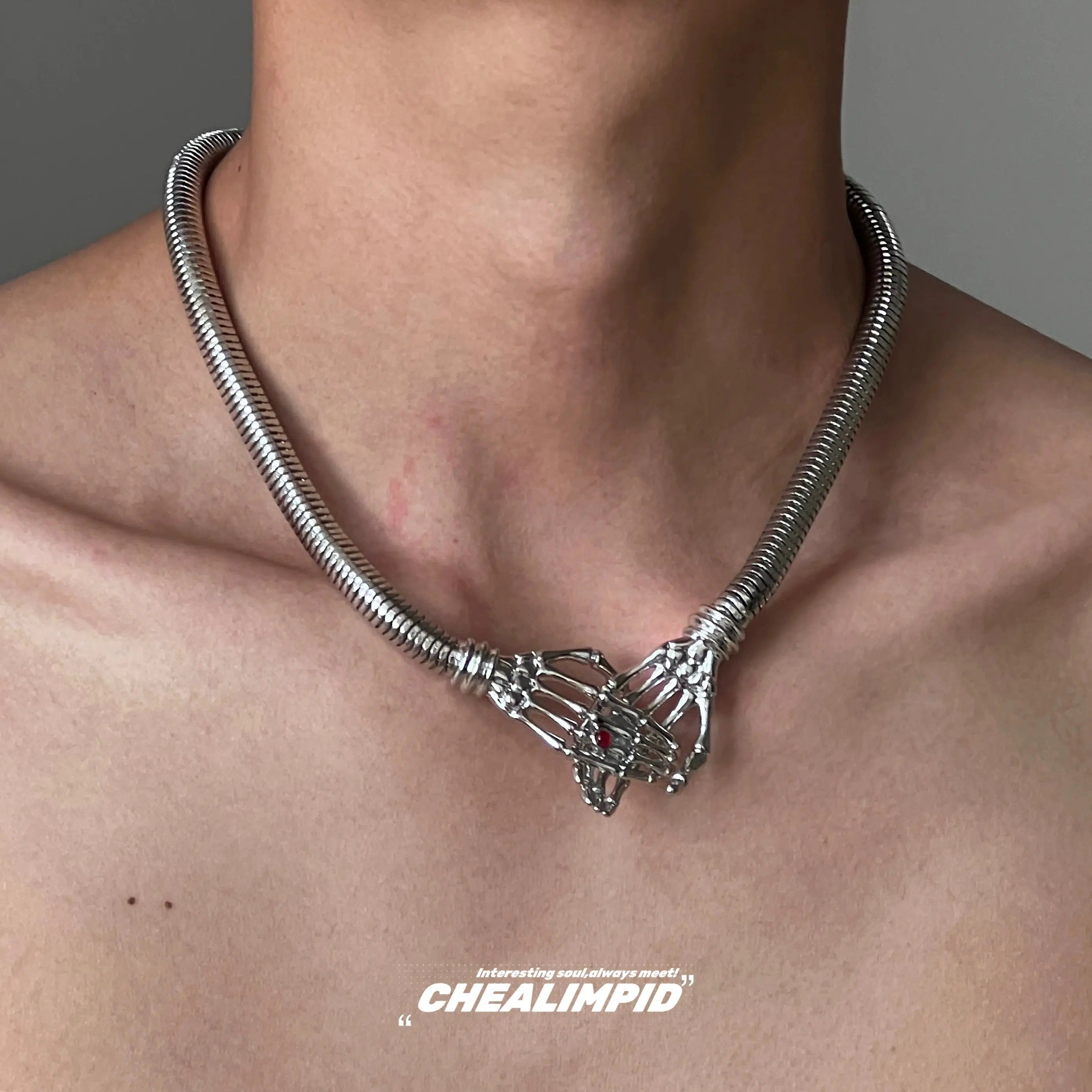 Necklaces and pendants with abstract shapes for a modern, creative appearance-Skeleton Claw Metal Necklace