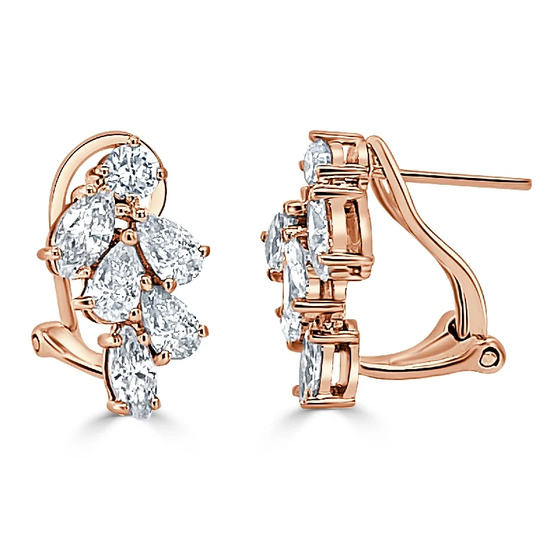 Maximalist Stud Earrings for Bling -Joelle Collection Fancy-Shape Diamond Cluster Flower Stud Earrings 4.2 cttw. 14K Gold