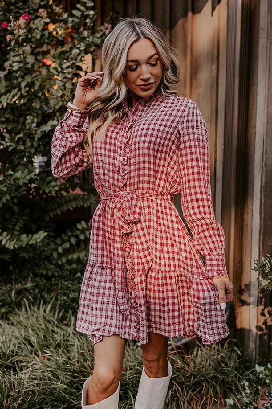 Plus size dresses with comfy fits ease days -Orchard Stroll Plaid Mini Dress