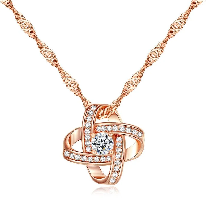 Beautiful necklaces and pendants with geometric shapes for a modern, artistic design-Knot Necklace With Cubic Zirconia Stones