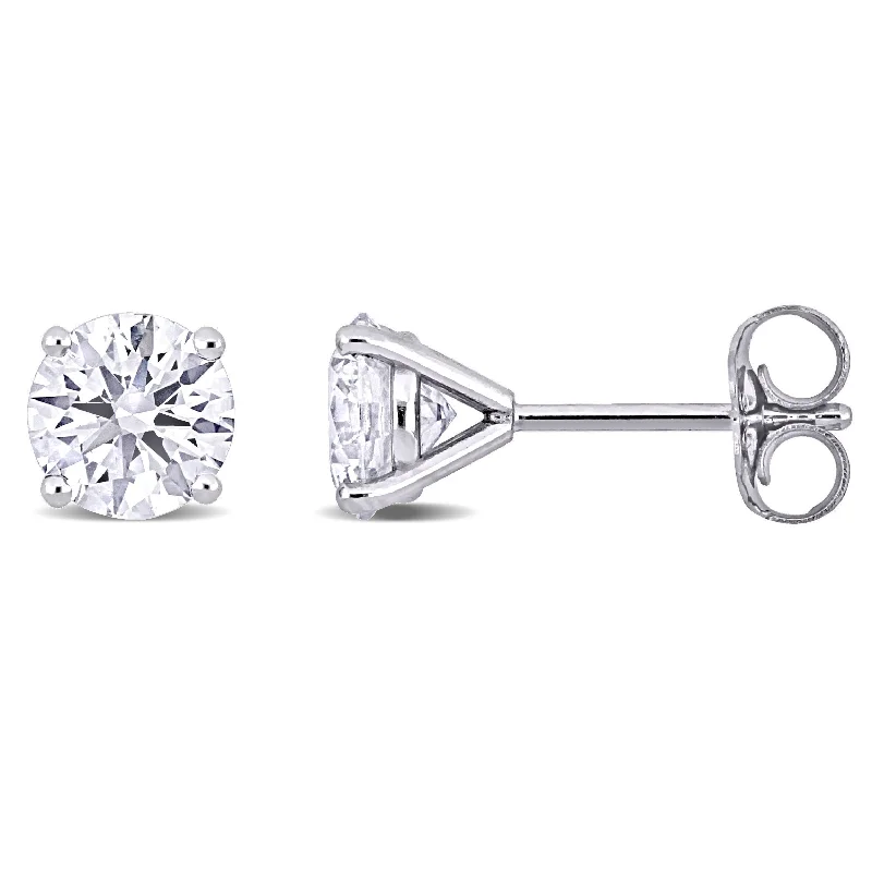 Double Stud Earrings for Impact -Created Forever by Miadora 2ct TDW Lab-Grown Diamond Martini Style Solitaire Stud Earrings in 14k White Gold