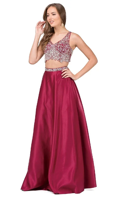 Plus size dresses with supportive fits lift spirits -Dancing Queen - 2243 Two Piece Bejeweled A-line Prom Dress