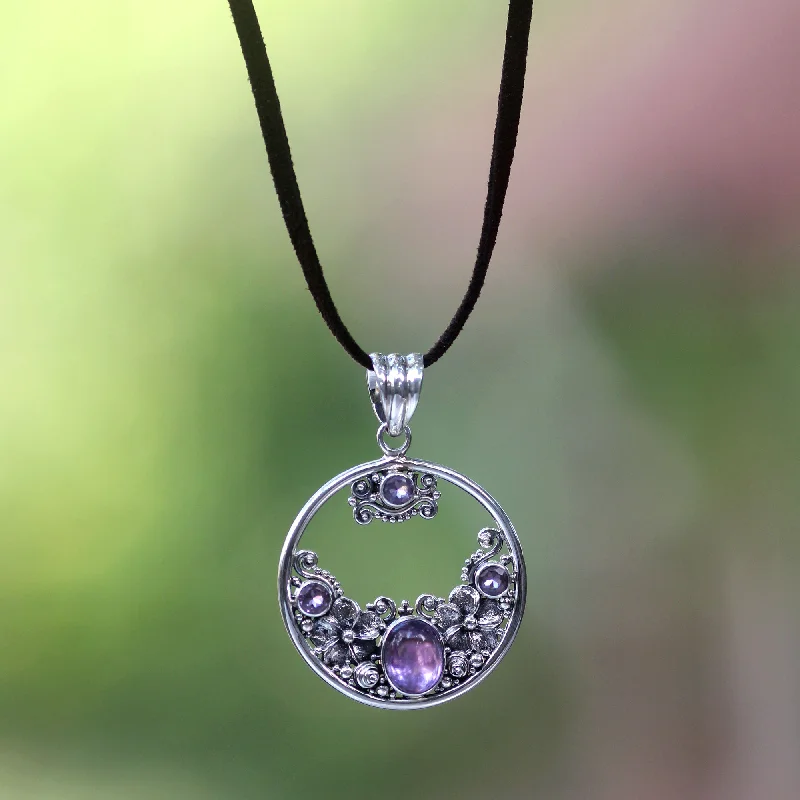 Best necklaces and pendants with matching rings for a coordinated jewelry set-Amethyst Frangipani Moon Necklace