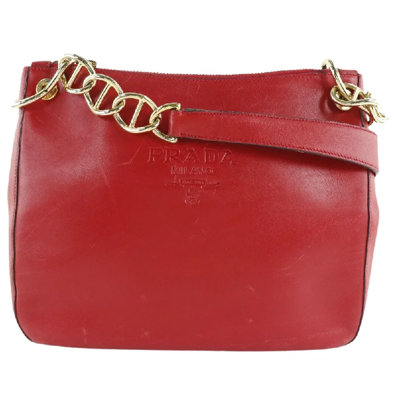 Handle bags with polka dots for fun -Luxury handle bags with embossed logos -Prada -- Leather Shoulder Bag (Pre-Owned)