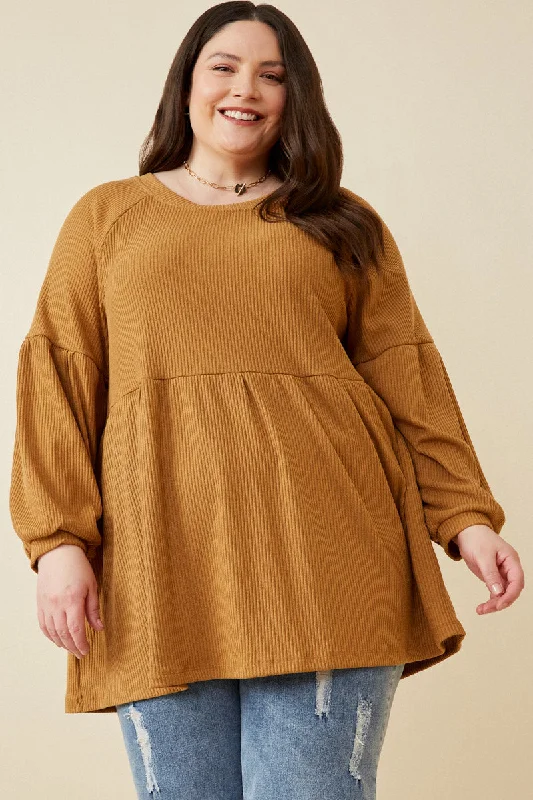 Plus size dresses for spring bloom with grace -Ribbed Knit Raglan Mini Dress