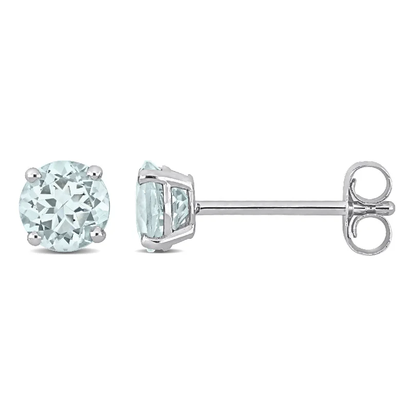 Diamond Stud Earrings for Luxury -Mimi & Max 4/5ct TGW Aquamarine Stud Earrings in 14k White Gold