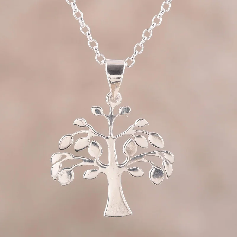 Best necklaces and pendants with intricate beadwork for a bohemian-inspired look-Kalpvriksh Tree Sterling Silver Tree Pendant Necklace from India