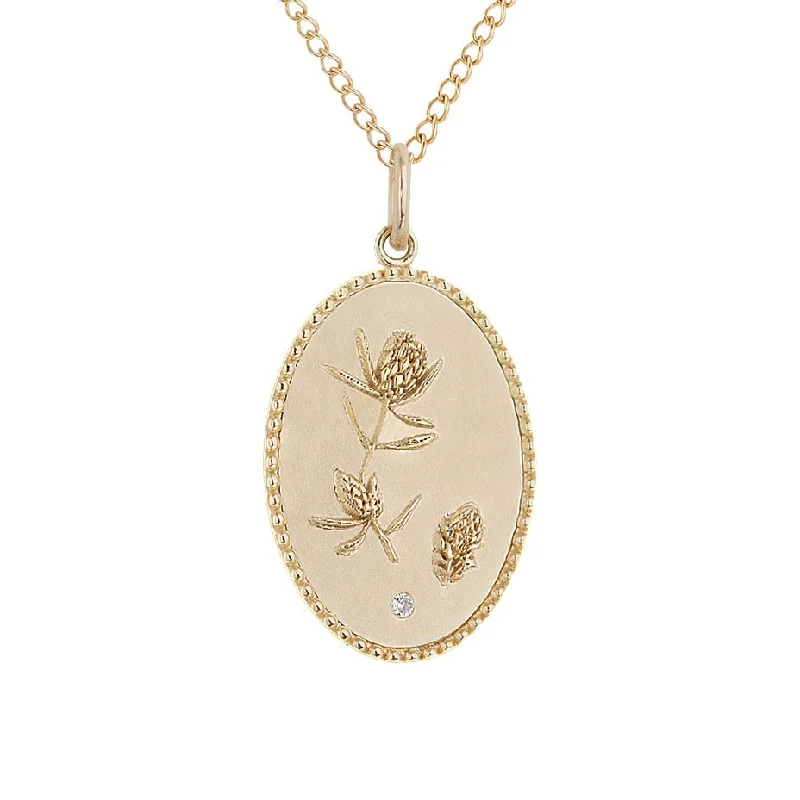 Best necklaces and pendants with oval pendants for a classic, elegant shape-10K Gold Medium "Protea" Necklace with Diamond Detail