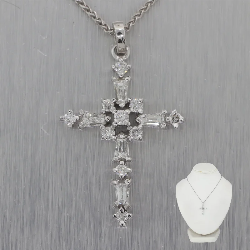 Best necklaces and pendants with adjustable chains for a customizable fit-Modern 14k White Gold 0.50ctw Diamond Cross 18" Necklace