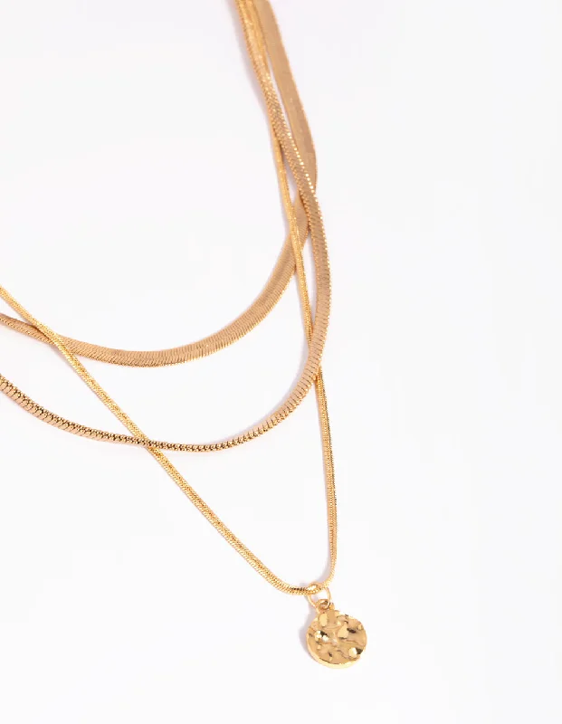 Necklaces and pendants with ocean-inspired designs for a refreshing, beachy feel-Lovisa Premium Gold Plated Snake Chain & Disc Necklace Pack