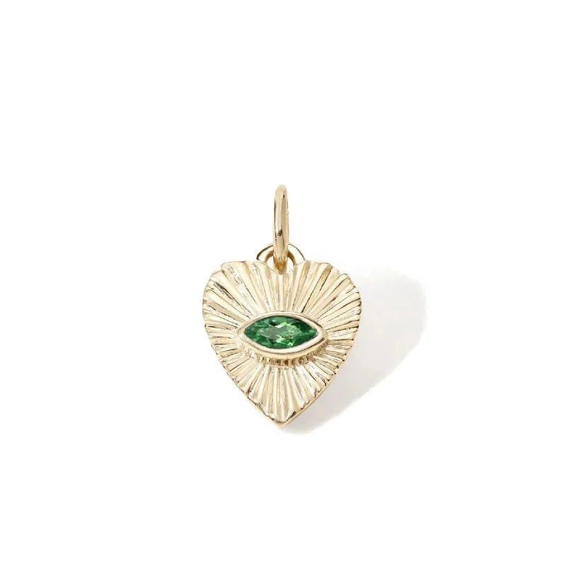 Stunning necklaces and pendants with chakra stones for healing and balance-10k Gold Mini Textured Heart Pendant with Emerald