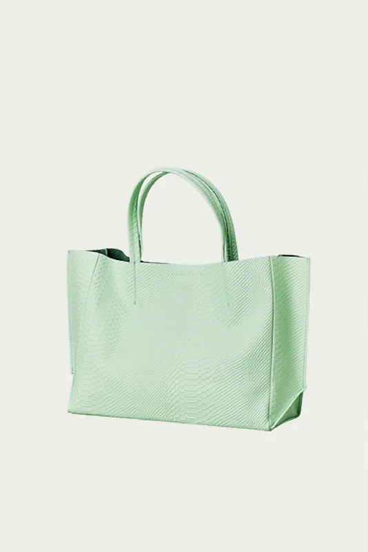 Handle bags with wide openings for access -Handle bags with geometric designs for a modern twist -Sideways Tote In Mint Python