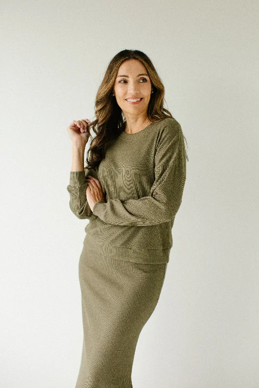 Plus size dresses with cap sleeves feel dainty -'Grove' Drop Sleeve Ribbed Top in Olive FINAL SALE