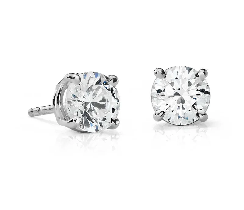 Adjustable Stud Earrings for Custom Fit -Suzy Levian 14K White Gold Classic Four-Prong 0.50 ct. tw. Diamond Stud Earrings